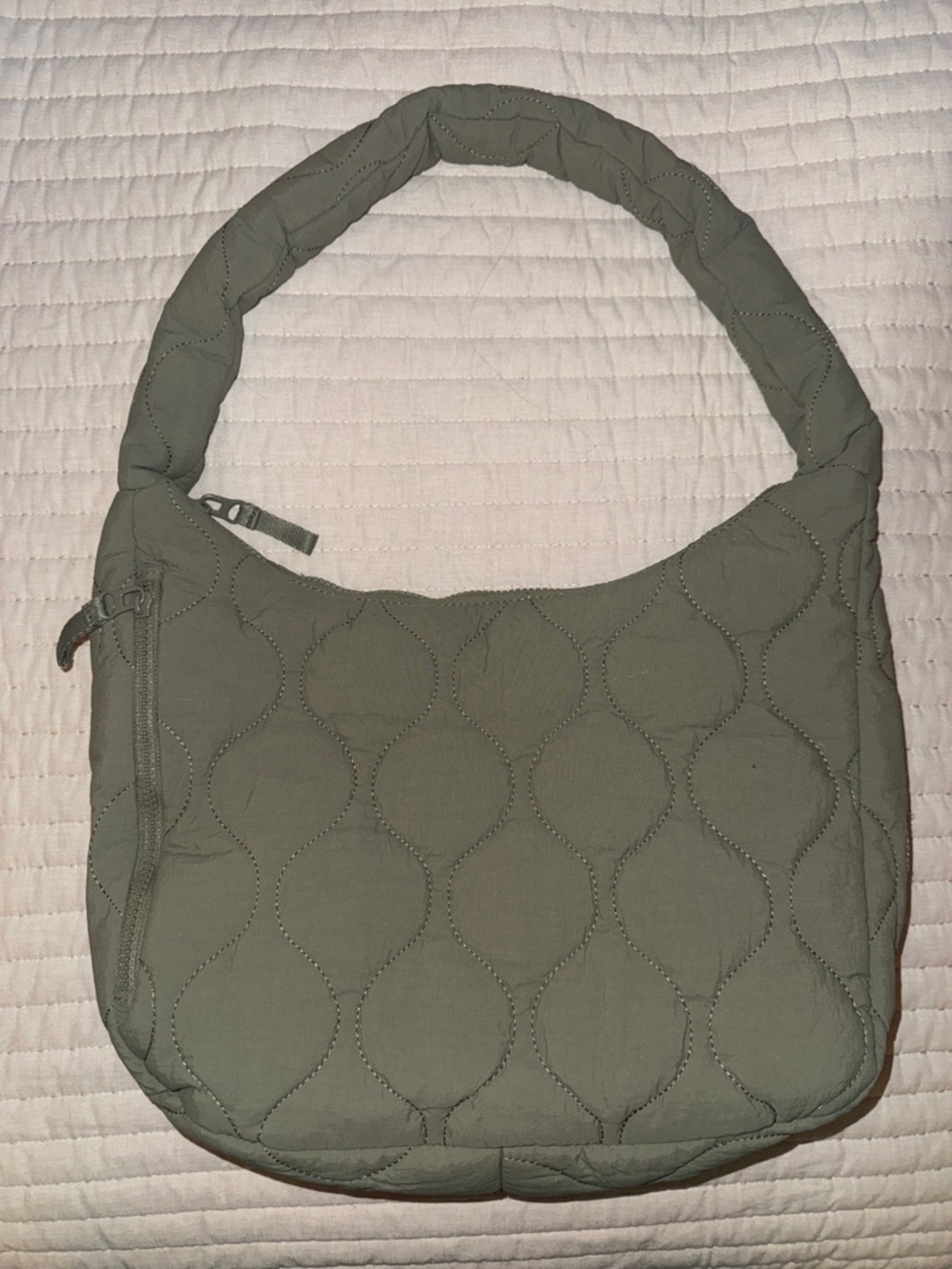 Quilted Olive Shoulder Bag with Padded Strap